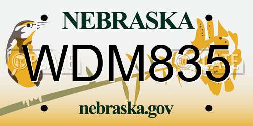 WDM835 Nebraska License Plate