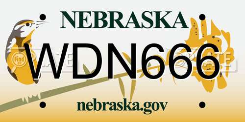 WDN666 Nebraska License Plate