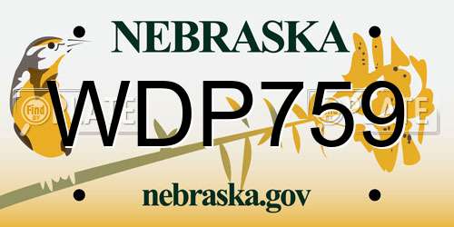 WDP759 Nebraska License Plate