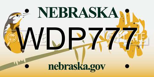 WDP777 Nebraska License Plate