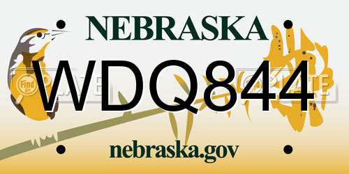 WDQ844 Nebraska License Plate
