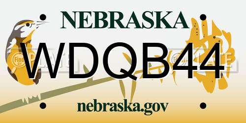 WDQB44 Nebraska License Plate