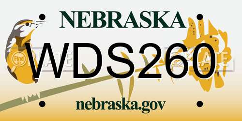 WDS260 Nebraska License Plate