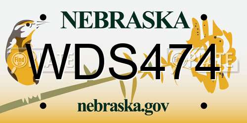 WDS474 Nebraska License Plate