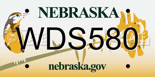 WDS580 Nebraska License Plate