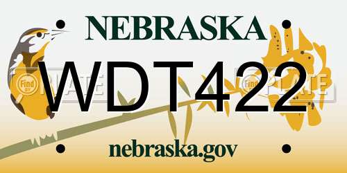 WDT422 Nebraska License Plate