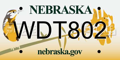 WDT802 Nebraska License Plate
