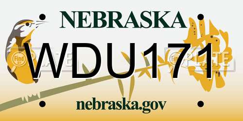 WDU171 Nebraska License Plate