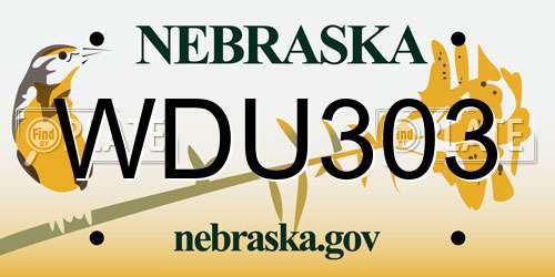 WDU303 Nebraska License Plate