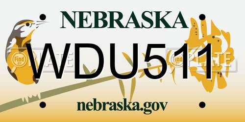 WDU511 Nebraska License Plate