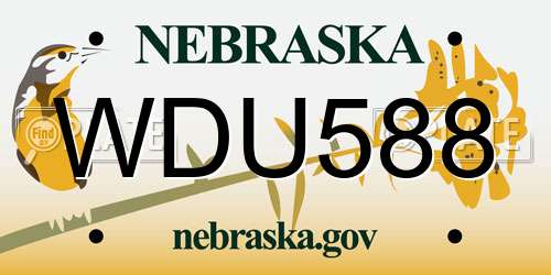 WDU588 Nebraska License Plate