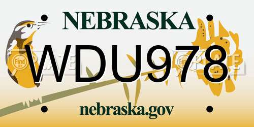 WDU978 Nebraska License Plate