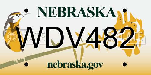 WDV482 Nebraska License Plate