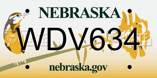 WDV634 Nebraska License Plate