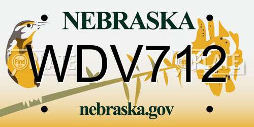 WDV712 Nebraska License Plate