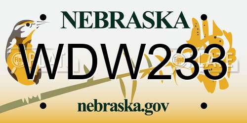 WDW233 Nebraska License Plate