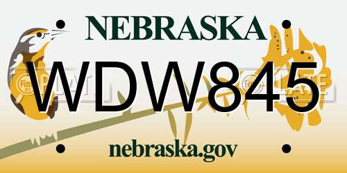 WDW845 Nebraska License Plate