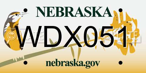 WDX051 Nebraska License Plate