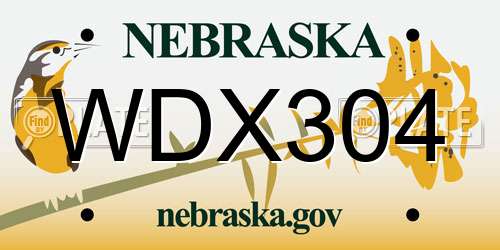 WDX304 Nebraska License Plate