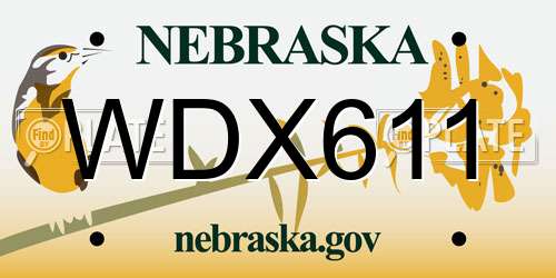 WDX611 Nebraska License Plate