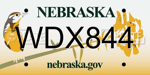 WDX844 Nebraska License Plate
