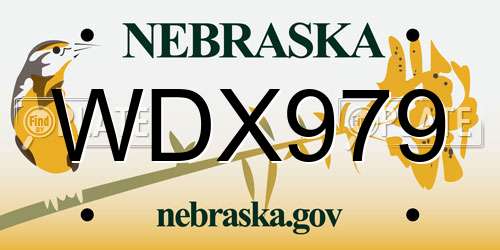 WDX979 Nebraska License Plate