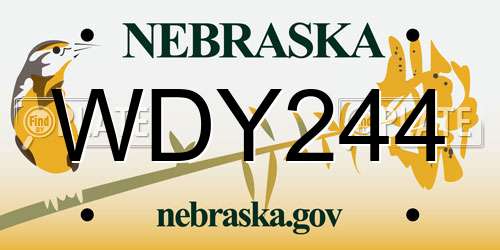 WDY244 Nebraska License Plate