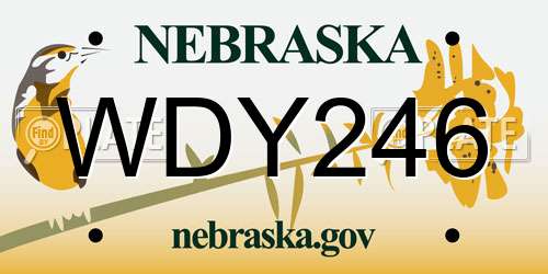 WDY246 Nebraska License Plate