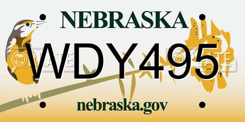 WDY495 Nebraska License Plate