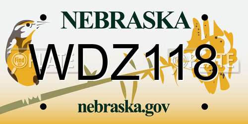 WDZ118 Nebraska License Plate