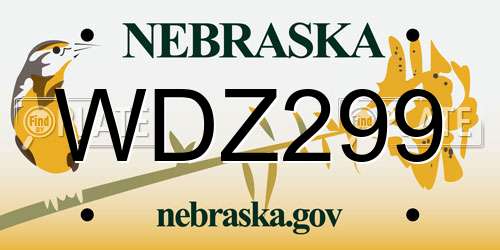 WDZ299 Nebraska License Plate