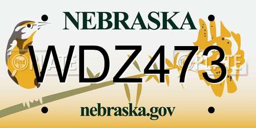 WDZ473 Nebraska License Plate