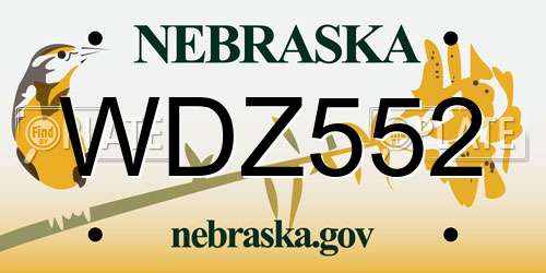 WDZ552 Nebraska License Plate