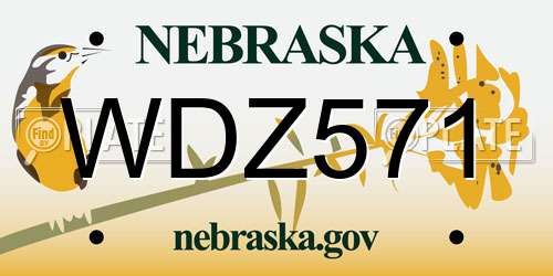 WDZ571 Nebraska License Plate