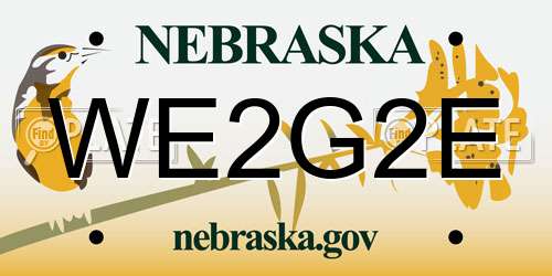 WE2G2E Nebraska License Plate