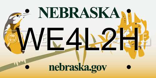 WE4L2H Nebraska License Plate