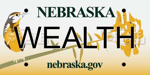 WEALTH Nebraska License Plate