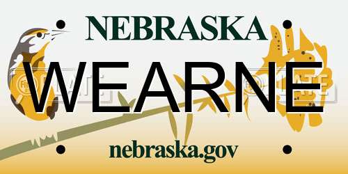 WEARNE Nebraska License Plate