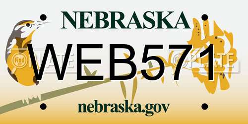 WEB571 Nebraska License Plate