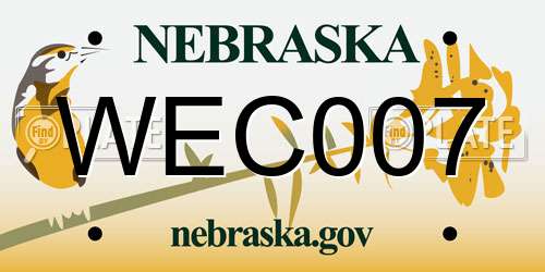 WEC007 Nebraska License Plate
