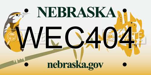 WEC404 Nebraska License Plate