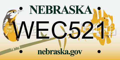 WEC521 Nebraska License Plate