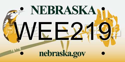 WEE219 Nebraska License Plate