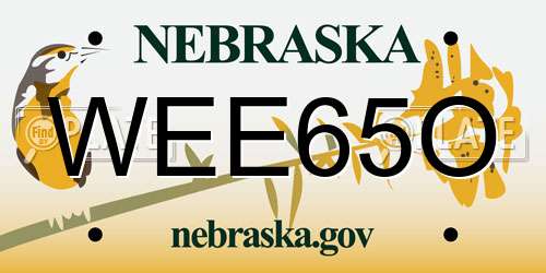 WEE65O Nebraska License Plate