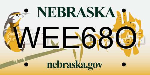 WEE68O Nebraska License Plate