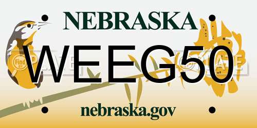 WEEG50 Nebraska License Plate