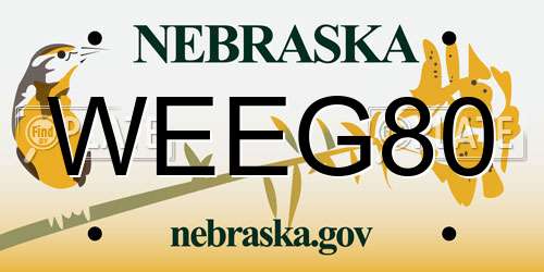 WEEG80 Nebraska License Plate