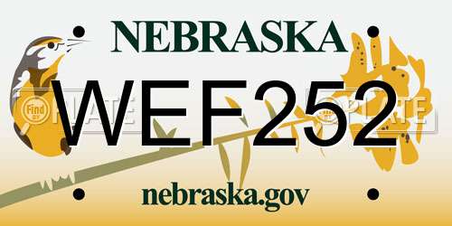 WEF252 Nebraska License Plate