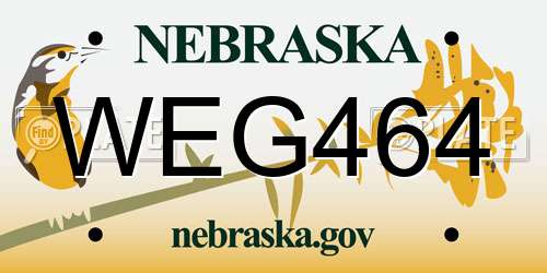 WEG464 Nebraska License Plate