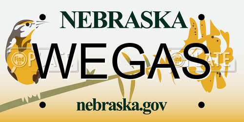 WEGAS Nebraska License Plate